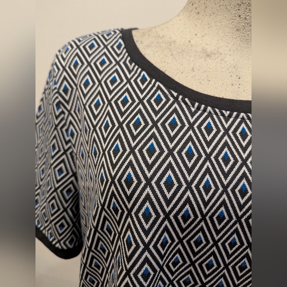 Long Tall Sally Shift Dress Short Sleeve Diamond Jacquard US 14 - Picture 6 of 17